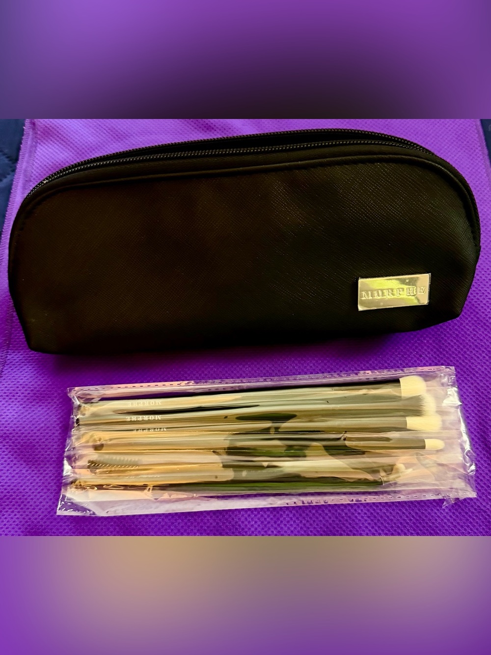 Morphe Brush Set with Black Case and Silver Ferrules
